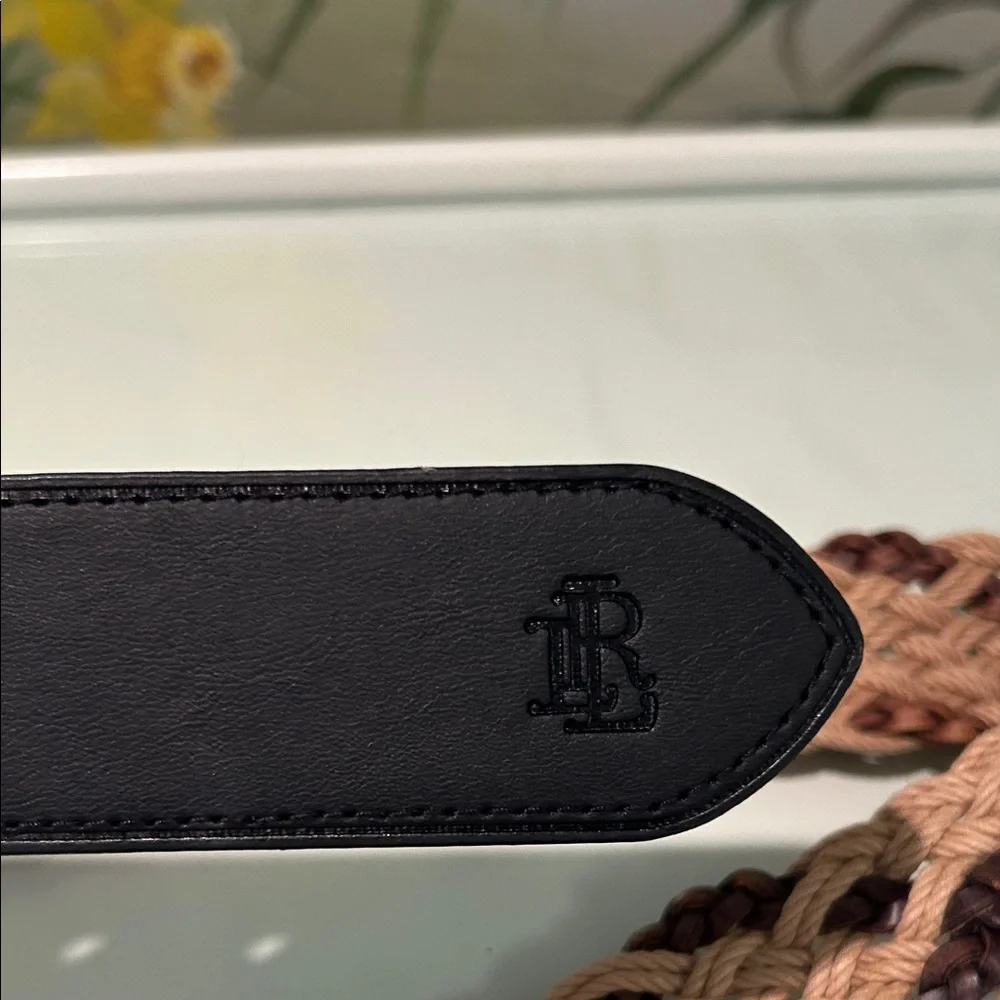 NWOT LAUREN Ralph Lauren Lardini Black with Braided Tan and Brown Belt.